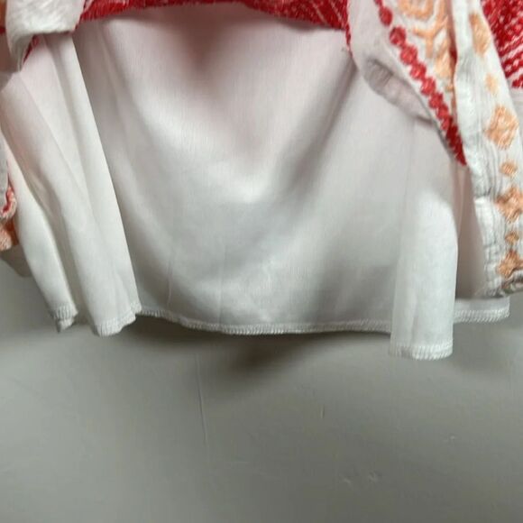 PPLA Adalia Tank Shirt Top White with Red and Peach Embroidery Lined Size Large - Picture 11 of 16